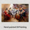 Abstract Canvas Art Concert Party in Four Hand Painted Artwork Painting for Office Space Modern Decor