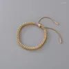 Link Armbänder Trendy Gold Farbe Weben Edelstahl Für Frauen Klassische Einstellbare Weibliche Licht Luxus Armband Schmuck Großhandel