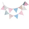 Décoration de fête rose bleu pastorale coton chaîne drapeau jardin décorer Triangle couleur mariage maternelle tirer naissance