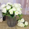 Fleurs séchées bouquet de simulation pivoine fleur soie rose bouquet vintage mariée faux maison bricolage noël mariage décoration