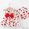 Girl's Dresses Baby Girl Dress Print Bow Summer Princess Party Infant Toddler Clothes Newborn Kids Clothing Set