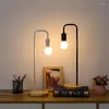 Bordslampor vintage träljus nordisk natt svart vit e27 glödlampa loft skrivbord lampa metall järn sovrum vardagsrummet sängplats