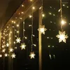 Strings LED Curtain Snowflake String Light Plug In Wave Lighting Holiday Decoration Night Perfect For Christmas Wedding Party