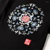 T-shirts pour hommes Style chinois printemps et été fleurs fleurs coton brodé ample grande mode T-shirt à manches courtes