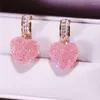 Hoop Earrings YATAY Sweet Temperament Heart Shine Top Quality Elegant Cut Crystal Delicate Flash Wedding Women Luxury Gift