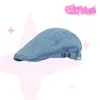 Berets American American Timple Girl Women's Cowboy Beret اليابانية شقة أعلى الأمام عرض الجانب الصغير تصميمًا عكسيًا Dad Dad Hat G230612