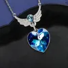 Цепи женские ожерелья персонализируют крылатое голубое хрустальное ожерелье сердца для женщин Мемориальное подвесное подарки