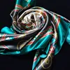 Sarongs Fashion Hijab Scarf For Women Silk Satin Print Kerchief Head Scarfs Female 90cm*90cm Square Shawls Wraps Neck Scarves For Ladies 230609