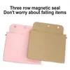 Storage Bags Makeup Brush Bag Cosmetic Solid Color Magnetic Closure Phone Mirror Tool
