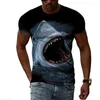 Felpe con cappuccio da uomo Felpe Graphic Tee T-shirt da uomo con squalo per uomo Abbigliamento Graphic 3D Full Print Summer Top Manica corta Moda Casual T-shirt