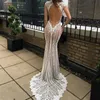 Sexy Berta Illusion Top Mermaid Wedding Dresses Deep V Neck Lace Appliqued Bridal Gowns Vestido De Novia Cap Sleeve Beach Wedding Dress