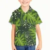 Mannen Casual Shirts Tropische Weegbree Blad Patroon Kinderen Kid Boy Mode Hawaiian Shirt Mannelijke Kleurrijke Gedrukt Strand Aloha Hawaiana