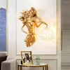 Lâmpada de parede Nordic Luxury Crystal LED Modern Resin abajur Gold Luster cabeceira Luzes da sala de estar Casa Iluminação interna