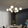 Lampadari Lampadario a led in rame nordico per soggiorno camera da letto cucina studio appartamento illuminazione a sospensione a sospensione sfera di vetro bianco decorare