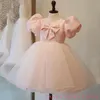 Vestidos de niña, vestido de baile sencillo para ocasiones especiales, bonito vestido de princesa encantador con decoración de lazo, flor elegante SWD888