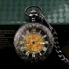 Wholesale of mechanical pocket watches Fashion classic flip watch Perspective Roman relief hollowed out men's and women's casual mechanical