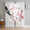 Curtain Chinese Style Flower Bird Sheer Curtains For Living Room Bedroom Kitchen Chiffon Tulle Home El Coffee Decor