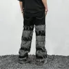 Męskie dżinsy ropa grunge y2k streetwear ułożone dżinsy w lupgy spodnie mężczyźni odzież Patchworka prosta luźne spodni Vetements Homme 230612