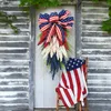 Fleurs décoratives USA Jour de l'Indépendance Memorial Wreath Pendentifs American 4th Of July Guirlandes Ornements Réutilisables Décor À La Maison Pour Porte Murale