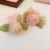 Pinces à cheveux Doux Femmes Chapeaux Rose Clair Maille Fleur Boucles De Cheveux Élasticité Corde Accessoires De Mode 1 PCS