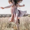女の子のドレス新しい綿とフラワーガールズドレスサマーチルドレンカジュアルペタルスリーブプリンセスベビーガール服R230612