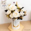 Torkade blommor Autumn Artificial Silk Roses Wedding Home Decoration Bouquet Accessories Fake Peony Hortangea Plant Bride Holding Flower