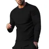 Men's T Shirts Mens Solid Fashion Casual Sports Fitness Outdoor Round Neck Shoulder Fold Shirt Raglan Long Sleeve Short Scoop Tee