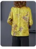 Roupas étnicas Sheng Coco Camisa Chinesa Feminina Jacquard Amarelo Estilo Jacquard Tops Tradicionais Cheongsam da Mãe Tang