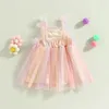 Girl Dresses Listenwind 6M-4Y Summer Toddler Baby Tulle Vestido Sleeveless 3D Flower Contrast Color Tutu Dress Party Princess