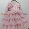 Flickklänningar Puffy Glitter Princess Dress Layers Party Flower 2023 Söt A-Line Baby First Communion