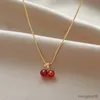 Pendentif Colliers Mode Rouge Cerise Collier Femmes Doux et Mignon Nouveau Style Tempérament Polyvalent Collier Chaîne Charme Bijoux R230612