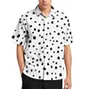 Camisas Casuais Masculinas Manchas Dálmatas Estampadas Camisa Solta Masculina Praia de Bolinhas Brancas Design Havaí Mangas Curtas Blusas Grandes Vintage