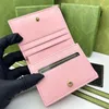 Luxury Black ID Credit Card Holders Women Mini Wallet Fashion Leather Coin Wallets Men Designer Purse 11cm Kort Purses Pink Bag 466492