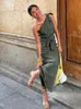 Платье с двумя частями сплошное одно плечо -топ -юбки наборы элегантных женских галстуков -бабочка на стороне молнии на молнии 2023 Летняя асимметричная уличная одежда 230612
