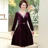 Casual Dresses 2023 Spring Long-Sleeve Gold Velvet Dress Long Plus Size Middle-Aged Women's Big Swing Pullover 5xl