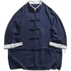 Hommes Chemises Décontractées D'été Mince Cuivre Bouton Style Chinois Chemise Hommes Lâche Coton Lin Hanfu Manteau Demi Manches Mâle Plus La Taille Tops M-5xl