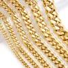 Pendant Necklaces Desian Hip-Hop Golden Curb Cuban Link Chain Necklace for Men and Women 316L Stainless Steel Bracelet Fashion Jewelry Gifts 230609