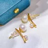 Stud Earrings Natural Freshwater Double Pearl Fashion 3-4mm 6-7mm Beads Jewelry Gifts