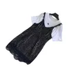 Grundläggande avslappnade klänningar Designer Summer New Girls 'Fake Two Piece White T Panel Black Sequin Lace Dress 8591