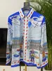 Casablan camicia casual da uomo T-shirt a maniche lunghe firmata Camicie di seta hawaiana Camicie di polo con risvolto oversize con bottoni cardigan cappotto di lusso uomo donna abbigliamento