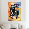 Abstract Canvas Art Striped Fish Painting Handmade Modern Decor for Kitchen