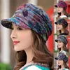 Berety moda kobiety ciepłe wiatroodporne czapka kwiatowy nadruk szerokokąpione czapki dziewczyna turban wizjot hat folk w stylu turbantu mujer