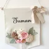 Festdekoration anpassat namn födelsedagsblommor buntings mjuk filt handgjorda blommor tecken säckväv shabby chic canvas banners