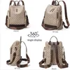 wholesale ladies shoulder bag classic Joker khaki printed handbag large outdoor leisure leather travel backpack color matching double zipper fashion backpacks