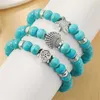 Charme Bracelets À La Mode Bohême Bleu Naturel Turquoises Pierre Perles Bracelets Pour Hommes Femmes Main Chaîne Vie Arbre Hibou Croix Mix Style Bijoux Cadeau Z0612