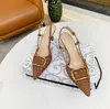 High Heels Slingback Sandals Designer Women Dress Shoes Pointed Toe Real Leather Gold Silver Sexy Pumps Lady Summer Shoe With Box