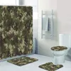 Tende Verde Militare Camouflage Army Camo Stampa Tende da bagno Tenda da doccia Set Woodland Caccia Tappetini da bagno Tappeti Wc Home Decor