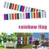 Rainbow Flag String Prostokąt Paski Poliester Banner Kolorowa dekoracja na imprezę festiwalową dziedzińca