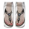Femmes chaussettes créatives drôle impression 3D tongs pantoufles sandales motif mignon Kawaii coton bas court doux cheville plage cadeau