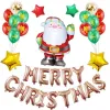 Christmas Aluminum Foil Balloon Set Latex Home Decoration Cartoon Santa Claus Helium JN12